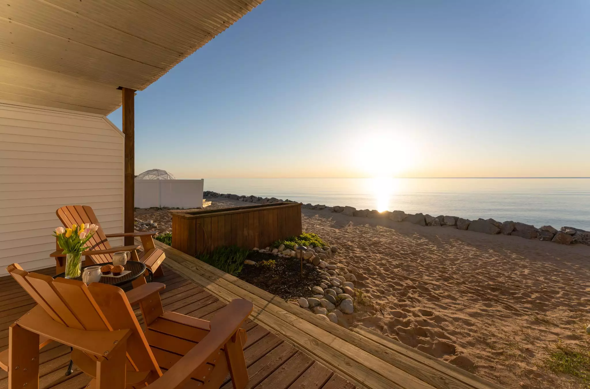 Private deck with direct beach access